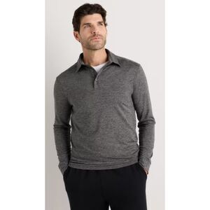 NWT Quince Men's Flowknit Breeze Performance Long Sleeve Polo, Charcoal, Size L